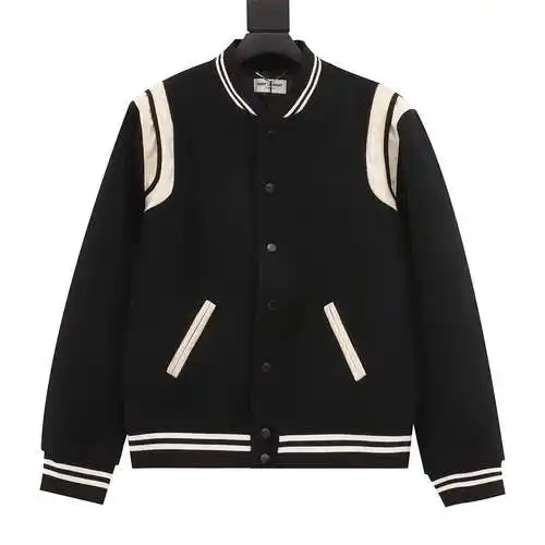 Chaqueta clásica de cuero con cuello de béisbol SLP/Yves Saint Laurent