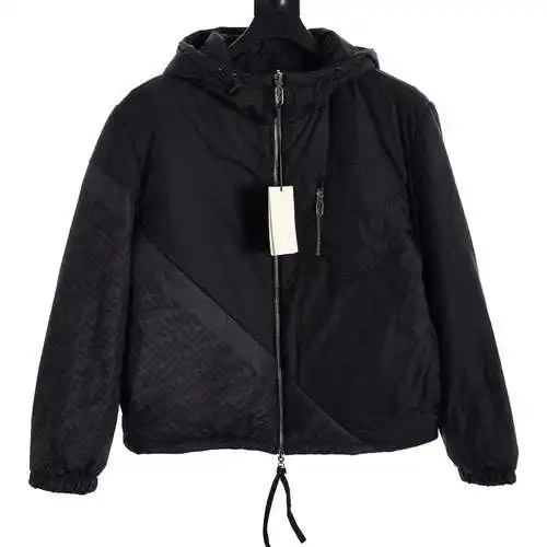 FD 23FW chaqueta fina de algodón con capucha y nailon con monograma diagonal