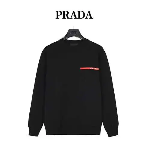 Pra*da/Prada 23Fw sudadera clásica con ribete rojo y cuello redondo