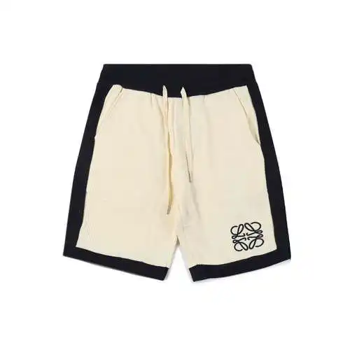 Loe*we/Loewewe 23ss shorts tipo gofre color block bordados con logo