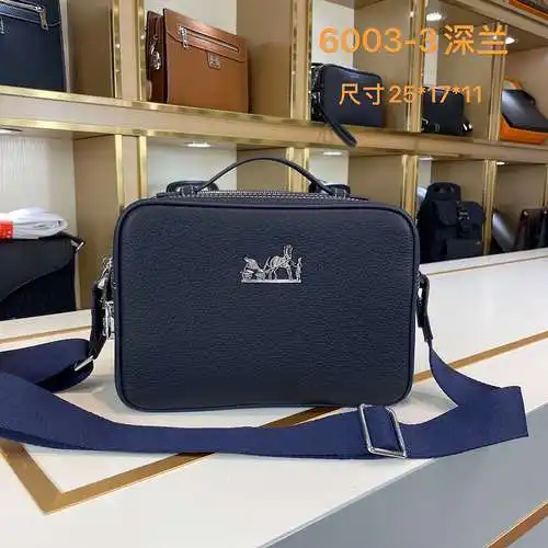 Bolso bandolera Hermès para hombre, fabricado en piel de vacuno original importada, alta calidad, en