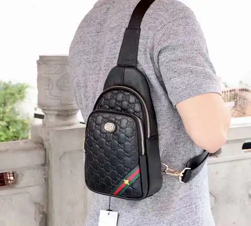 Bolso de pecho para hombre GG, fabricado en piel de vacuno original importada, alta calidad, entrega