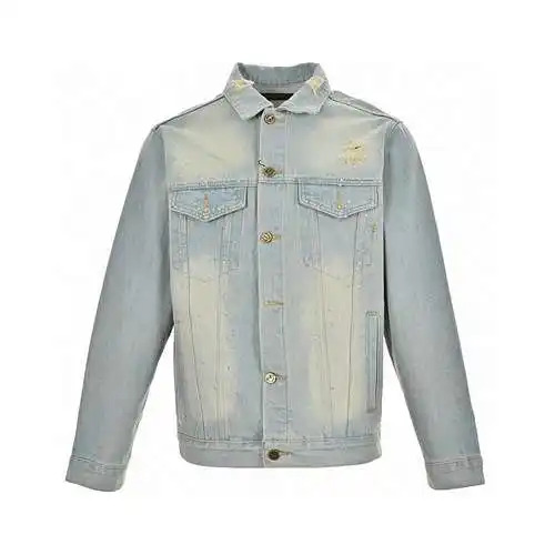 LV/Louis Vuitton 24Fw chaqueta vaquera con letras en la espalda estrellada y diamantes