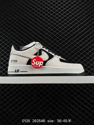 23 Nike Air Force Low 7 x Supreme Gamuza gris y negra Horma original y cartón original Crea una vers