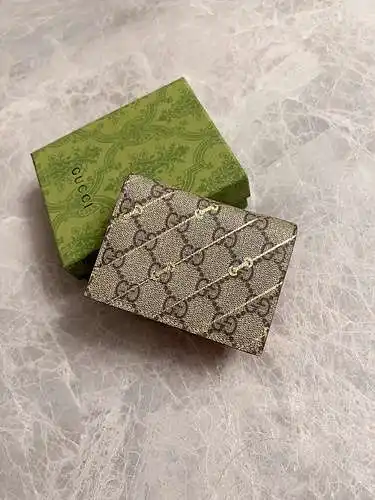 Cartera GG con clip corto fabricada en piel de vacuno original importada, alta calidad, entrega en b