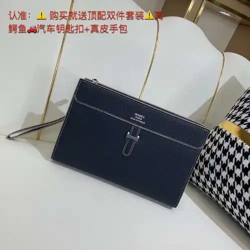 Bolso de mano para hombre Her@mès, elaborado en piel de vacuno original importada, alta calidad, ent