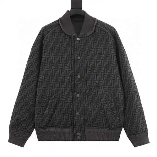 FEN*DI Fendi FD 22FW Cazadora bomber FF de lana con doble cara en jacquard integral