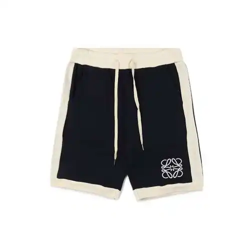 Loe*we/Loewewe 23ss shorts tipo gofre color block bordados con logo