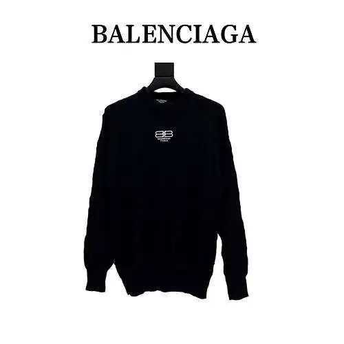 Balenciaga BLCG 22FW suéter plisado con cuello redondo y etiqueta pequeña con botón de bloqueo