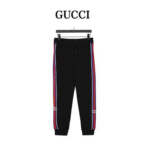 Gu*cci/Gucci 23Fw Double G pantalones con bloques de color a rayas tricolores