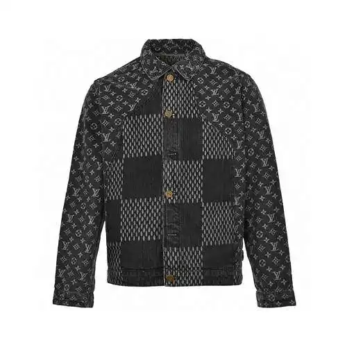 Chaqueta vaquera presbicia con diseño de cuadros y patchwork LV/Louis Vuitton