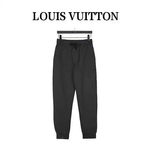 Pantalones con logo bordado estilo pasarela LV/Louis Vuitton 23Fw, pantalones de serie de alta gama
