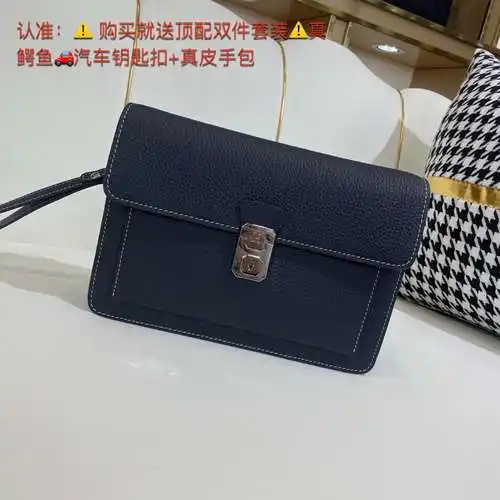 Bolso de mano para hombre Her@mès, elaborado en piel de vacuno original importada, alta calidad, ent