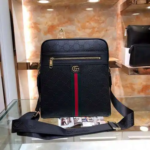 Bolso bandolera GUCC para hombre, elaborado en cuero original premium importado, versión réplica de 