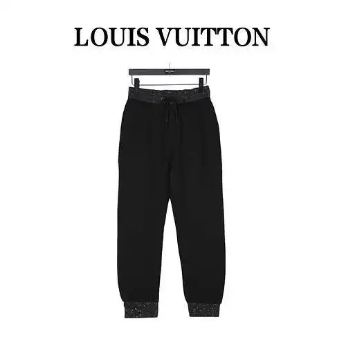 Pantalones con logo bordado estilo pasarela LV/Louis Vuitton 23Fw, pantalones de serie de alta gama