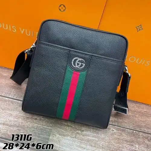 Bolso bandolera GG para hombre, elaborado en piel vacuno original importada, alta calidad, entrega e