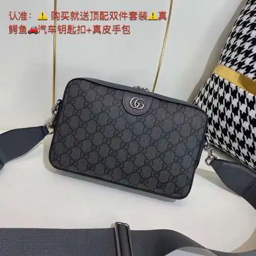 Bolso bandolera GUCC para hombre, elaborado en piel vacuno original importada, alta calidad, entrega