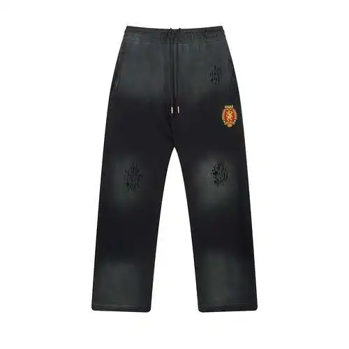 BLCG/Balenciaga×Manchester United 23FW pantalones desgastados con logo de león bordado industrial