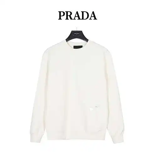 Pra*da/Prada 23Fw sudadera con cuello redondo y bolsillo con logo triangular