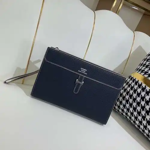 Bolso de mano para hombre Her@mès, fabricado en piel de vacuno original importada, alta calidad, ent