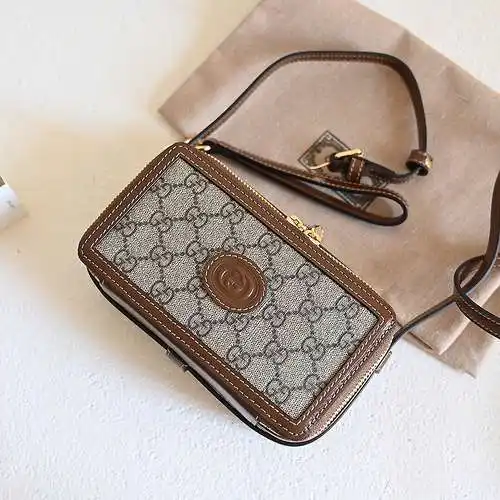 Bolso bandolera GG, fabricado en cuero original importado de primera calidad, versión réplica de alt