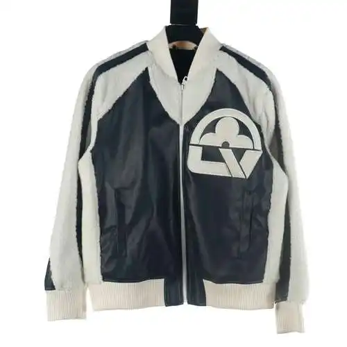 Chaqueta béisbol LV 23FW de lana de cordero y piel