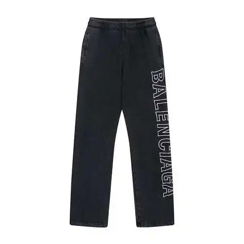 Pantalón recto lavado BLCG/Balenciaga 23FW con letras LOGO bordadas en el lateral