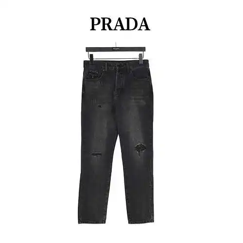 Pra*da/Prada 23Fw jeans lavados con logo triangular y logo bordado