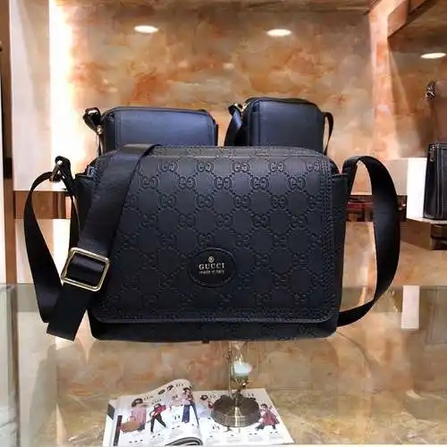 Bolso bandolera GUCC para hombre, elaborado en cuero original importado de primera calidad, versión 
