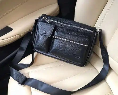 Bolso bandolera PRA@DA para hombre, elaborado en piel vacuna original importada, alta calidad, entre