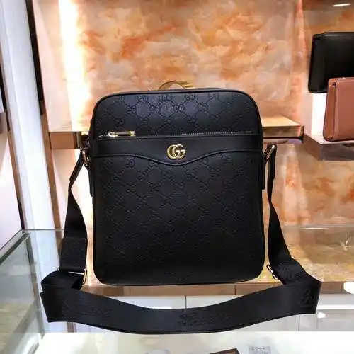Bolso bandolera GUCC para hombre, elaborado en cuero original importado de primera calidad, versión 