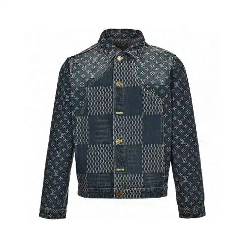 Chaqueta vaquera presbicia con diseño de cuadros y patchwork LV/Louis Vuitton
