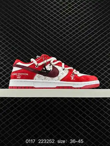26 Estampado rojo de Año Nuevo LV x Nike Dunk Low de nivel corporativo Este modelo aboga por romper 
