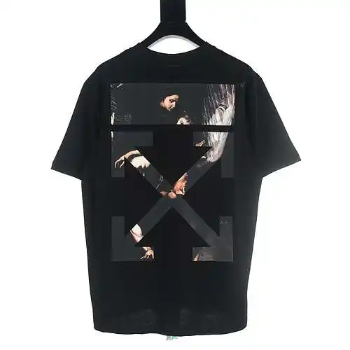 Camiseta de manga corta con estampado de alas de ángel religioso OW