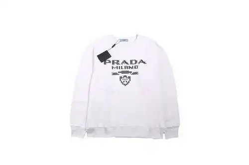 Pra*da 23Fw sudadera con cuello redondo y logo en mosaico bordado