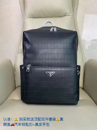 Mochila PRA@DA para hombre, fabricada en cuero original importado de primera calidad, versión réplic