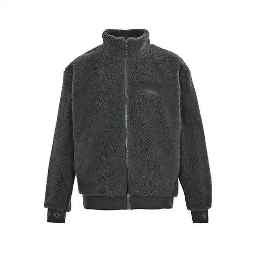 Chaqueta de peluche sherpa con etiqueta de cuero LV/Louis Vuitton 23Fw