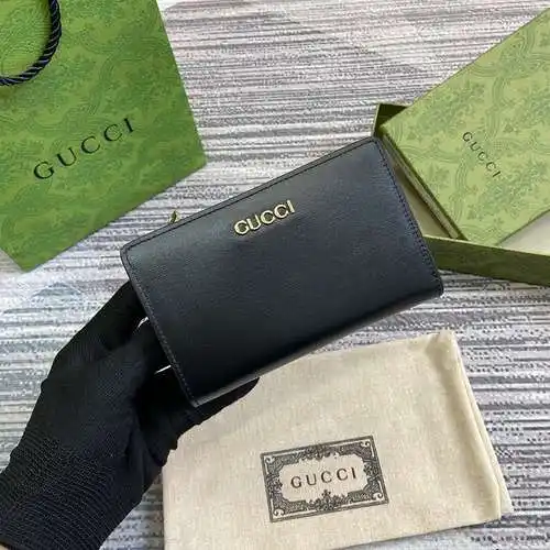Cartera GG con clip corto fabricada en piel de vacuno original importada, alta calidad, entrega en b