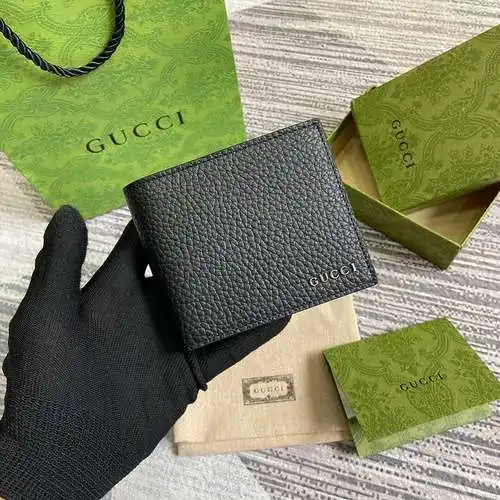 Cartera GG con clip corto fabricada en piel de vacuno original importada, alta calidad, entrega en b
