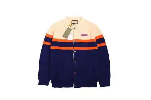 Gu*cci 23Fw suéter tipo cárdigan con diseño color block a rayas