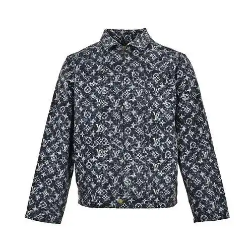 LV/Louis Vuitton 23Fw chaqueta vaquera para presbicia brillante con efecto tie-dye y estampado integ