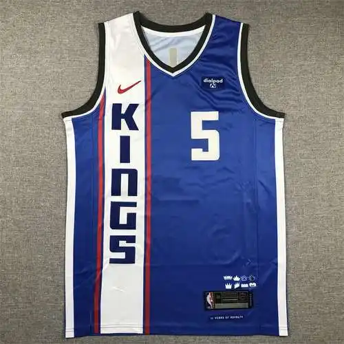 Camiseta Kings No. 5 De'Aaron Fox azul 24.a temporada City Edition