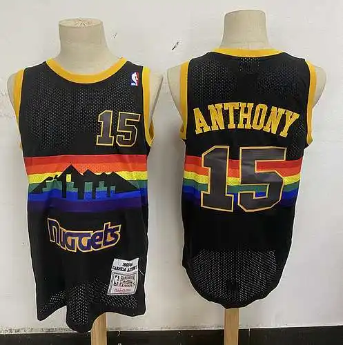 Nuggets No. 15 Anthony Retro Label Rainbow Edition Snow Mountain Negro