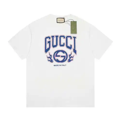 GU*CCI Gucci Serie Año del Dragón-logotipo de letra cuello redondo manga corta blanco P155095888