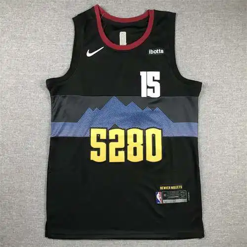 Nuggets No. 15 Nikola Jokic Negro 24 Nueva temporada City Edition Jersey