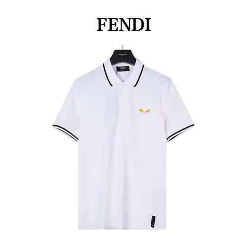 Fen*di/Fendi 24s nuevo polo de solapa bordado con ojos de pequeño monstruo de manga corta