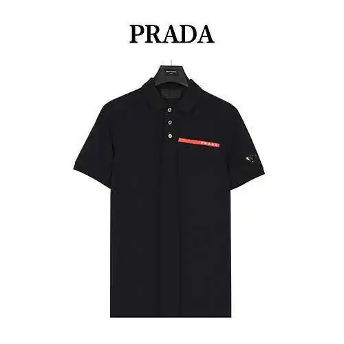 Pra*da/Prada 24ss ribete de silicona Polo manga corta