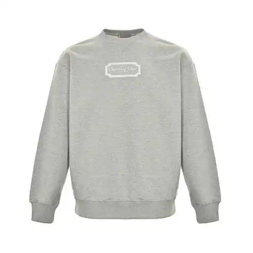 Sudadera con cuello redondo y logo bordado con etiqueta plateada CD/Dior 22Fw