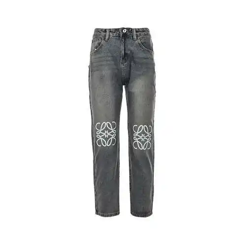 Loe*we / Luo Yiwei 23Fw jeans lavados con logo estampado