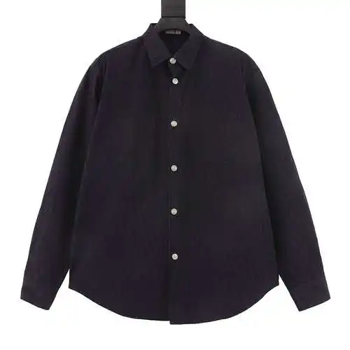 Camisa vaquera CD con solapa jacquard azul marino